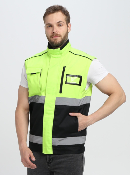 Куртка-трансформер сигнальная Profline Specialist МВО (тк.Смесовая,240), желтый/черный от магазина Рабочий класс