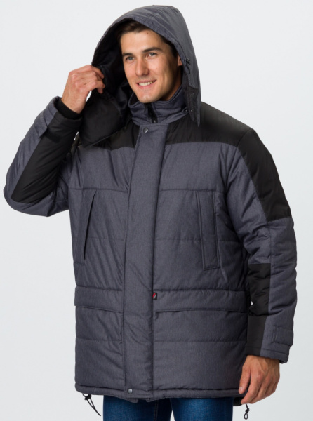 Куртка зимняя Премиум (тк.Мембрана),т.серый меланж/черный  от магазина Рабочий класс