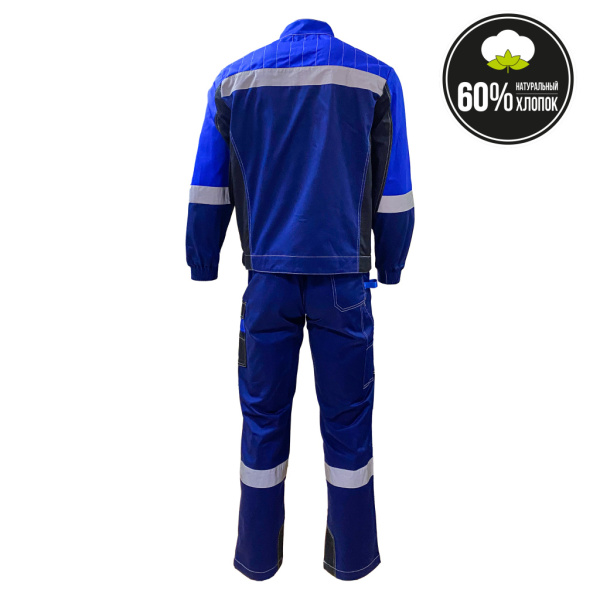Костюм летний ФОРМУЛА Коттон с п/к цв. т/синий, чёрный, василёк, СОП от магазина Рабочий класс