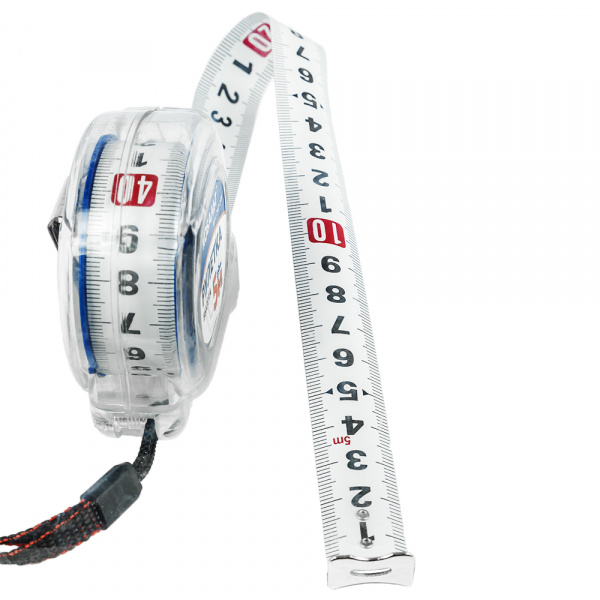 Рулетка КОБАЛЬТ Высота  7,5м x 25мм прозрачный корпус (мех.стопор, 2-сторонняя шкала, белое матов. п от магазина Рабочий класс
