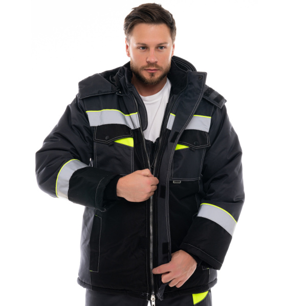 Костюм зимний мужской Орегон - Мембрана, ЮП-2, с п/к, цв. т-серый, чёрный, лимон от магазина Рабочий класс