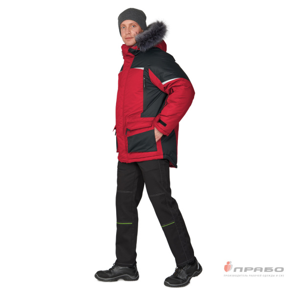 Куртка мужская утепленная "Сюрвейер" (красный/чёрный) от магазина Рабочий класс