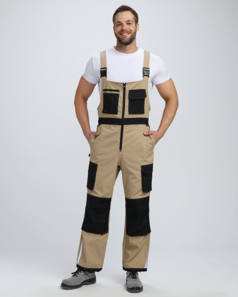 Полукомбинезон Милан (тк.Смесовая), бежевый/черный от магазина Рабочий класс