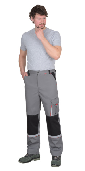 Брюки СИРИУС-СТАН ср-серые с черной и красной отделкой от магазина Рабочий класс