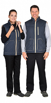 Жилет Европа" удлиненный на подкладке флис, цв. сине-серый от магазина Рабочий класс