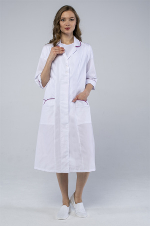 Халат женский Римма (тк.ТиСи), белый/брусничный от магазина Рабочий класс