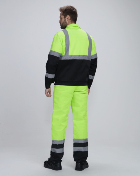 Костюм Дорожник с укороченной курткой (тк.Смесовая,210) п/к, лимонный/черный от магазина Рабочий класс