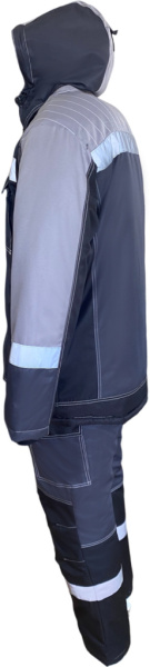 Костюм зимний мужской ЮКОН-Мембрана, ЮП-2, с п/к, цв. т-серый, чёрный, св. серый от магазина Рабочий класс