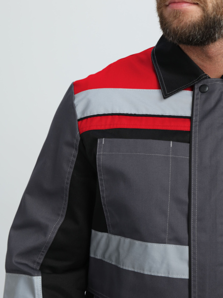 Костюм Виват-1 Премиум IMP (тк.Смесовая,240) брюки, т.серый/черный/красный от магазина Рабочий класс