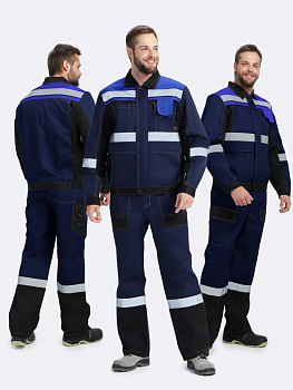 Костюм Виват-2 Премиум CH МВО (тк.Смесовая,240) п/к, т.синий/черный/васильковый от магазина Рабочий класс
