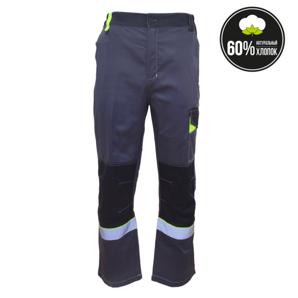 Костюм летний Корвет Коттон, куртка + брюки цв. т.серый/черный/лимон от магазина Рабочий класс