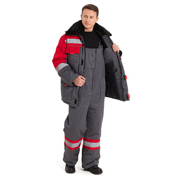 Костюм утеплённый "НОВА" куртка+п/к, цв. СЕР./красный от магазина Рабочий класс