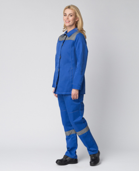Костюм женский Весна-1 NEW с брюками с СОП (васильковый/серый) от магазина Рабочий класс