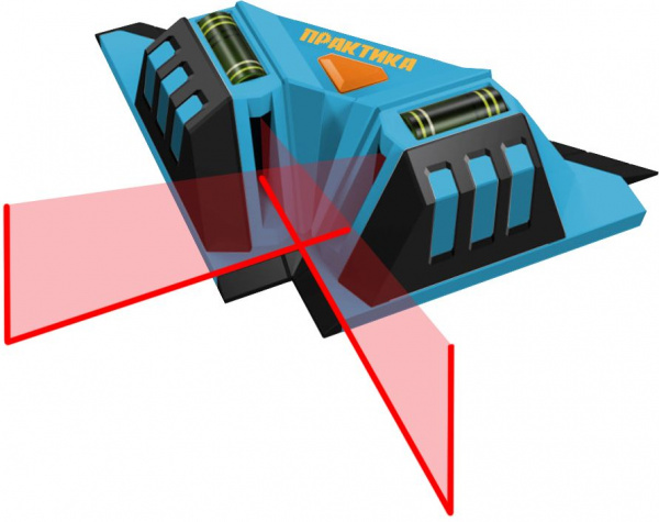 Уровень лазерный ПРАКТИКА для укладки плитки, 2 луча под углом 90 град, видимость до 7 м от магазина Рабочий класс
