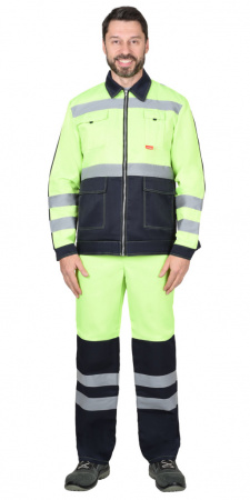 Костюм Сириус-Магистраль-Люкс, куртка, брюки цв. неоновый с синим и СОП от магазина Рабочий класс