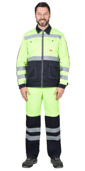 Костюм Сириус-Магистраль-Люкс, куртка, брюки цв. неоновый с синим и СОП от магазина Рабочий класс