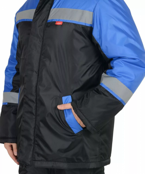 Куртка "СИРИУС-Спецмонтаж" дл., черная с васильковым и СОП от магазина Рабочий класс