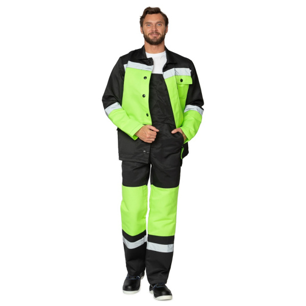 Костюм мужской "Трасса" лимонный/чёрный (куртка и полукомбинезон) от магазина Рабочий класс