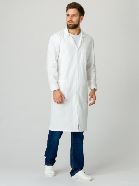 Халат мужской бязь цв. Белый (пл. 145) от магазина Рабочий класс