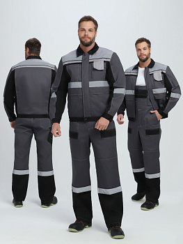 Костюм Виват-2 Премиум CH МВО (тк.Смесовая,240) п/к, т.серый/черный/св.серый от магазина Рабочий класс