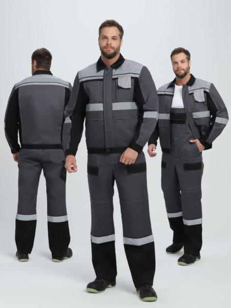 Костюм Виват-2 Премиум CH МВО (тк.Смесовая,240) п/к, т.серый/черный/св.серый от магазина Рабочий класс