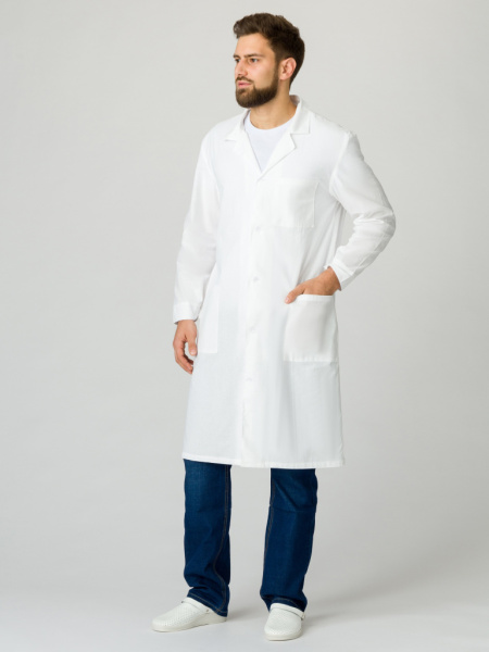 Халат мужской бязь цв. Белый (пл. 145) от магазина Рабочий класс