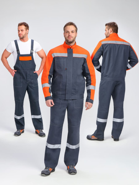 Костюм Бриготек-2 СОП (тк.Смесовая,260) п/к, т.серый/оранжевый от магазина Рабочий класс