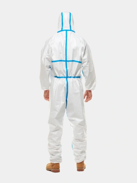 Комбинезон одноразовый Карвек (Белый с синими полосами) от магазина Рабочий класс