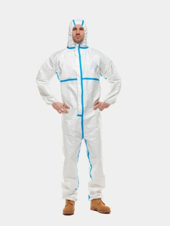 Комбинезон одноразовый Карвек (Белый с синими полосами) от магазина Рабочий класс