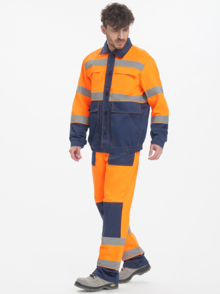 Костюм Дорожник Проф (тк.Смесовая,210) п/к, т.синий/оранжевый от магазина Рабочий класс