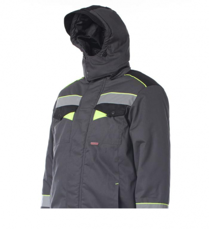 Костюм зимний КОРВЕТ с СОП, куртка+брюки цв. серый/черн./лимон от магазина Рабочий класс