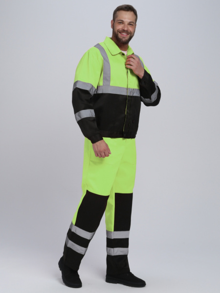 Костюм сигнальный Неон CH (тк.Смесовая,210) п/к, желтый/черный от магазина Рабочий класс