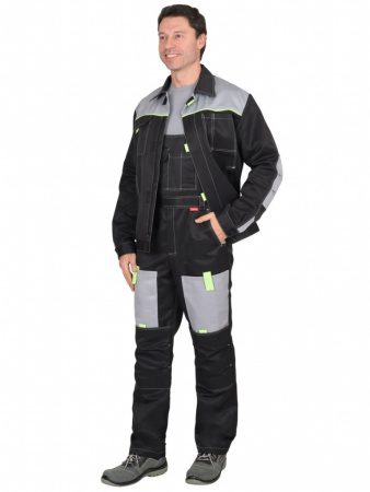 Костюм Фаворит с п/к (черный/светло-серый с лимонной отделкой) от магазина Рабочий класс