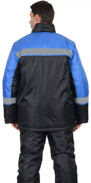 Куртка "СИРИУС-Спецмонтаж" дл., черная с васильковым и СОП от магазина Рабочий класс