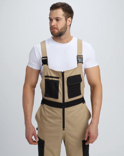 Полукомбинезон Милан (тк.Смесовая), бежевый/черный от магазина Рабочий класс