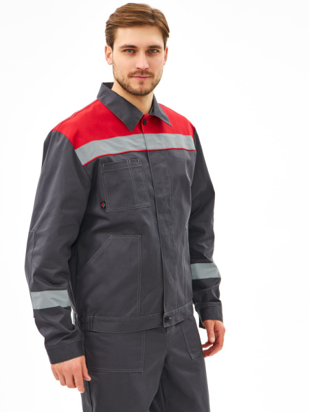 Костюм Липецк СОП (тк.Смесовая,280) брюки, т.серый-меланж/красный от магазина Рабочий класс