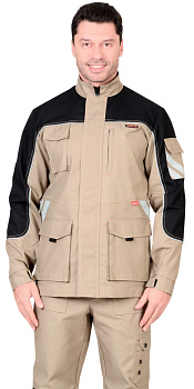 Куртка СИРИУС-ВЕСТ-ВОРК бежевая с черным пл. 275 г/кв.м от магазина Рабочий класс