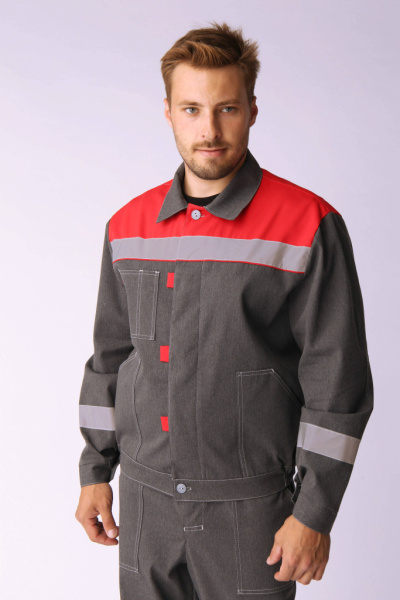 Костюм Липецк СОП (тк.Смесовая,260) п/к, т.серый-меланж/красный от магазина Рабочий класс