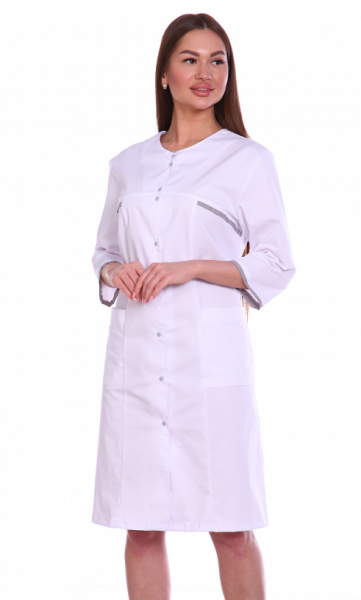 Халат женский №71/1 Сатори Спандекс (Белый/Серый) от магазина Рабочий класс