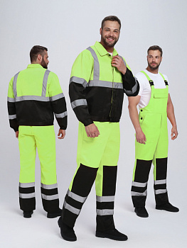 Костюм сигнальный Неон CH (тк.Смесовая,210) п/к, желтый/черный от магазина Рабочий класс