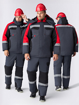 Костюм зимний Вектрон-2 СОП (тк.Смесовая,240) п/к, черный/красный/серый от магазина Рабочий класс
