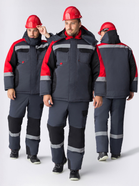 Костюм зимний Вектрон-2 СОП (тк.Смесовая,240) п/к, черный/красный/серый от магазина Рабочий класс