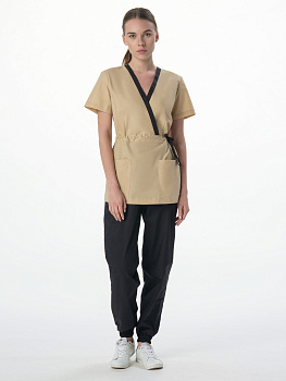 Костюм женский Симпл-001 (тк.Смесовая,120) MedLine, черный/бежевый от магазина Рабочий класс