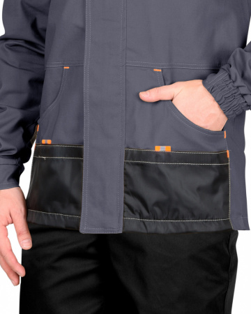 Фото Куртка Манхеттен длинная (темно-серый/оранжевый) от магазина Рабочий класс Куртка Манхеттен длинная (темно-серый/оранжевый) от магазина Рабочий класс