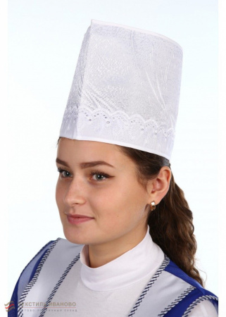 Головной убор Кокошник женский (высокий кружево)  цв. белый от магазина Рабочий класс