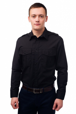 Рубашка черная длинный рукав от магазина Рабочий класс