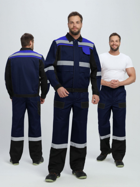 Костюм Виват-1 Премиум CH МВО (тк.Смесовая,240) брюки, т.синий/черный/васильковый от магазина Рабочий класс