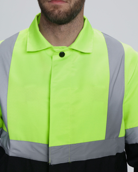 Костюм Дорожник с укороченной курткой (тк.Смесовая,210) п/к, лимонный/черный от магазина Рабочий класс