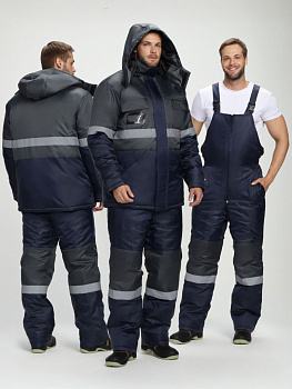 Костюм зимний Мегрес-2 СОП (тк.OxLine,90) п/к, т.серый/т.синий от магазина Рабочий класс