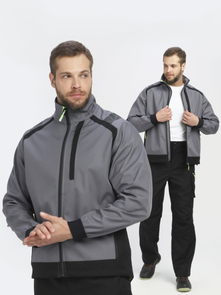 Куртка ProfLine Leader (тк.Софтшел), серый/черный от магазина Рабочий класс